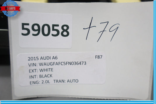 12-18 Audi A6 Rear Left Driver Side Seat Bolster Cushion 4G085703AH Oem