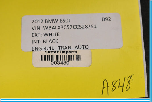 12-18 BMW 650i 640i F12 Front Center Console Cup Holder 9197227 Oem