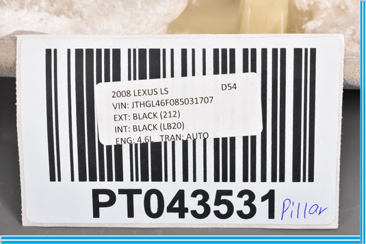 07-12 Lexus LS460 Front Left Driver Side Interior Trim Cover Panel A Pillar Oem