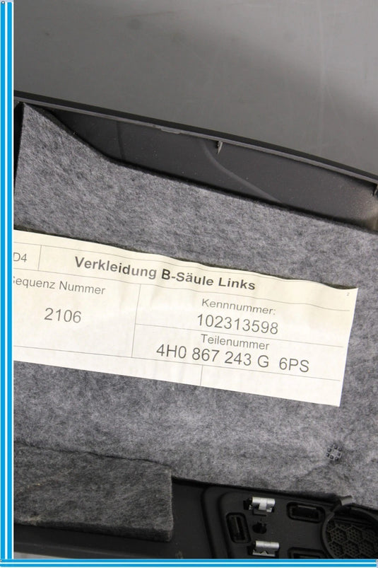 11-18 Audi A8 Quattro Left Driver Side Lower B Pillar Trim Cover Panel Oem
