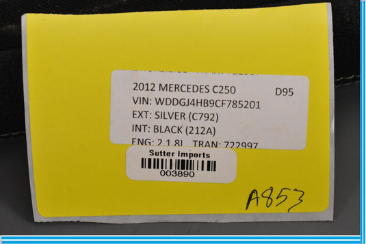 08-14 Mercedes W204 C250 E350 Rear Right Passenger Side Seat Cushion Bolster Oem