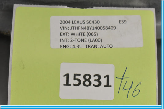 02-10 Lexus SC430 Rear Left Driver Side Trunk Inner Storage Compartment Oem