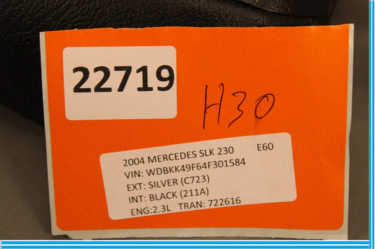97-04 Mercedes R170 SLK230 SLK320 Front Left Side upper Seat Headrest Black Oem