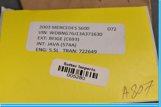 03-06 Mercedes S500 S600 Front Left Driver Seat Lumbar Control Bezel Trim Oem