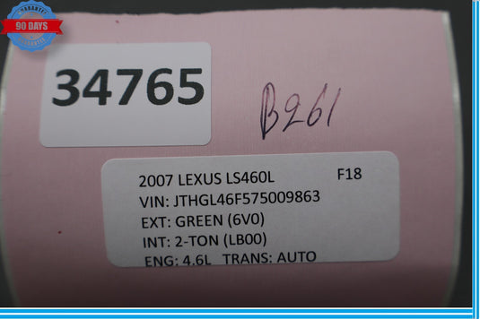 07-09 Lexus LS460 LS460L Rear Left Driver Side Memory Seat Switch 15C069 Oem