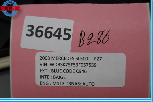 03-06 Mercedes R230 SL500 SL55 Rear Left Side Storage Compartment Lid Cover Oem