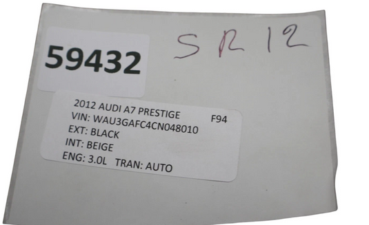 08-20 Audi A7 Quattro Front Right Side Lower Seat Track Frame W/ Motor Oem