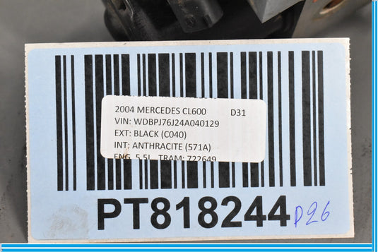 00-06 Mercedes CL500 CL600 W215 Anti Lock Brake Abs Pump Module A0044314612 Oem