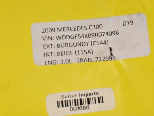 06-14 Mercedes C300 C350 Rear Right Side Shock Strut Absorber A2043260598 Oem