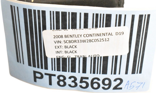 03-12 Bentley Continental Front Left Center Console Armrest Arm Rest Black Oem