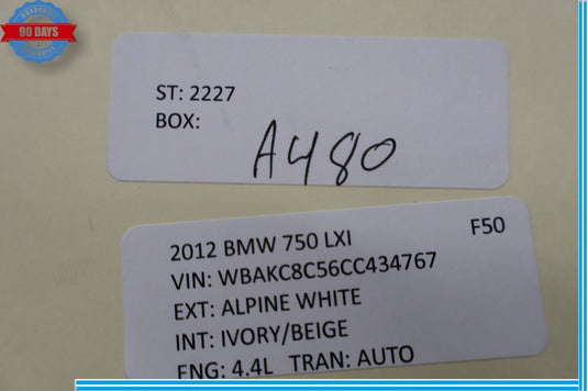 09-15 BMW 740i 750Li xDrive Rear Center Seatbelt Seat Belt Retractor Beige Oem