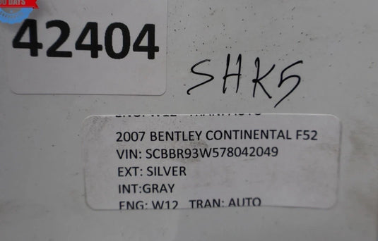 06-12 Bentley Continental Left Side Air Suspension Shock Absorber Strut Oem