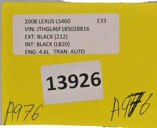 07-09 Lexus LS460 Rear Left Side Exterior Door Lock Latch W/ Soft Close Oem