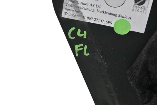 11-18 Audi A8 Front Left Door Sill Scuff Plate Trim Cover Black 4H1867271C OEM