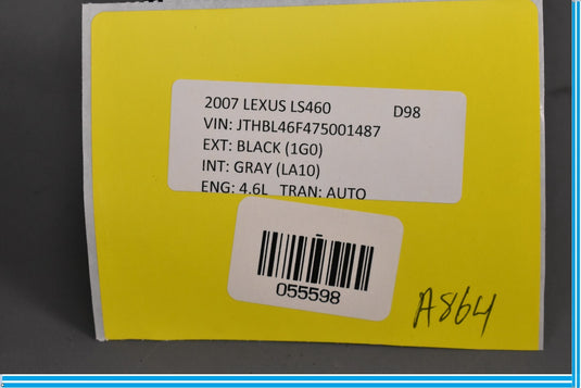 07-17 Lexus LS460 LS460L Power Trunk Lid Close Control Switch Button Oem