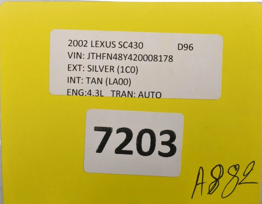 02-08 Lexus SC430 Convertible Top Roof Control Module Unit 89720-24010 Oem