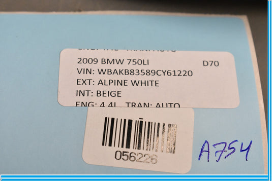 09-12 BMW 750i 750Li F01 F02 Front Right Passenger Side Seat Belt Refractor Oem