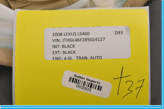 07-09 Lexus LS460 Rear Left C Pillar Speaker Upper Cover Trim Ivory Oem