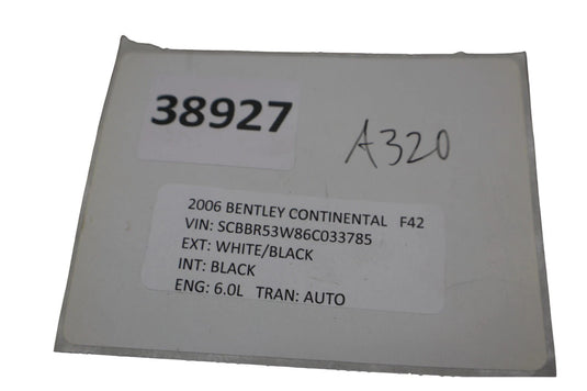 06-12 Bentley Continental Front Right Door Lock Latch Key Go Actuator Black Oem