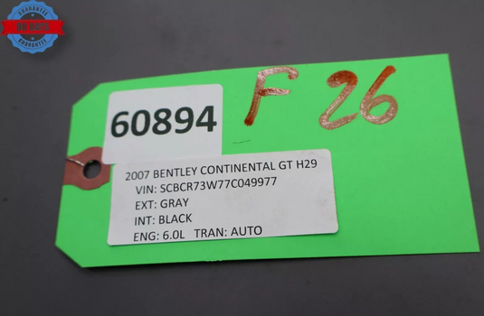 05-09 Bentley Continental GT Rear Right Fender Liner Splash Guard 3D0825648 OEM