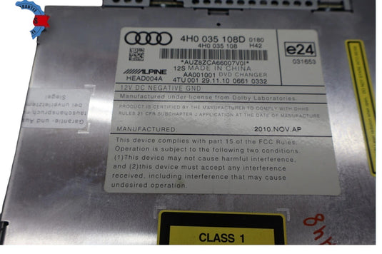 11-12 Audi A7 Quattro A8 Quattro Display CD DVD Player Changer Alpine OEM