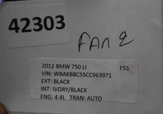 10-19 BMW 740i 740Li 750i Engine Radiator Cooling Fan Shroud Motor Assembly Oem