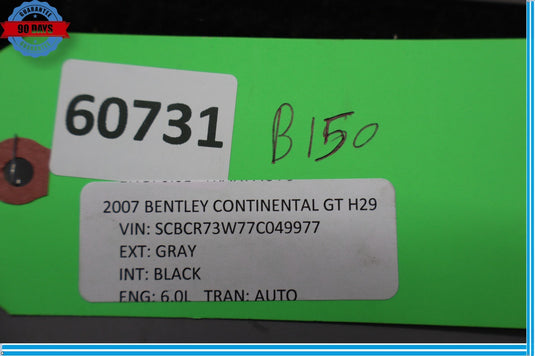 Bentley Continental GTC Front Left Driver Side Door Inner Glass Rubber Seal