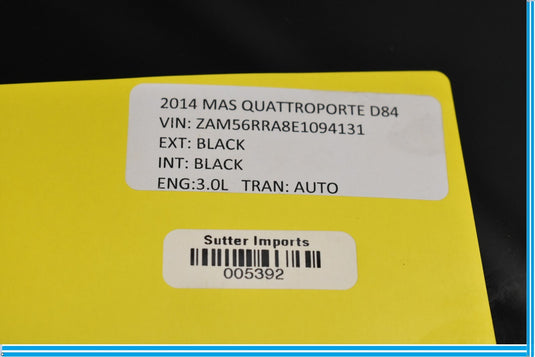 14-20 Maserati Quattroporte Rear Right Passenger Side Door Window Auto Glass Oem