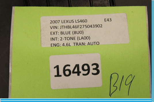 07-09 Lexus LS460 Front Right Passenger Side Seat Occupant Sensor Module Oem