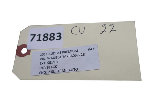 09-13 Audi A3 A3 Quattro Rear Left  Seat Top Upper Cushion W/ Headrest Black Oem