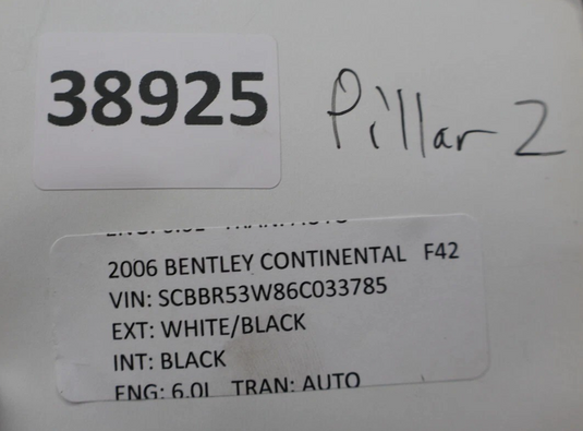 06-12 Bentley Continental Flying Spur Front Left Interior Trim A Pillar Oem