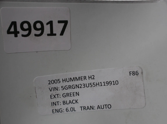 05-07 Hummer  H2 Rear Right Passenger Side Interior Door Trim Cover Panel Oem