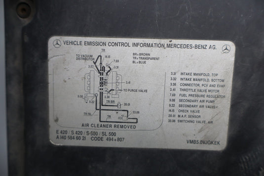 96-02 Mercedes R129 SL320 SL500 Engine Fuse Box Control Module Bay Cover Oem