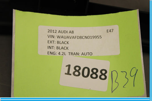 11-18 Audi A8 Front Left Driver Side A Pillar Middle Trim Cover Panel Black Oem