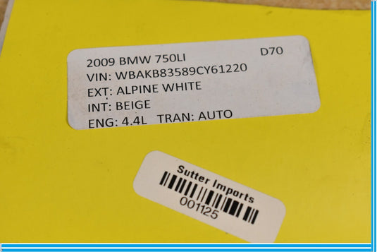 09-12 BMW 750i 750Li F01 F02 Front Left Driver Seat Back Cover Trim Panel Oem