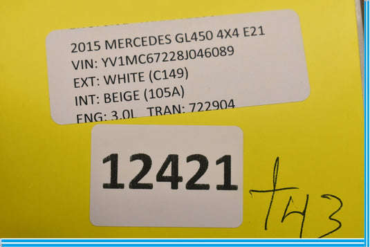 13-16 Mercedes GL450 X166 Right Side B Pillar Lower Trim Cover Panel Oem