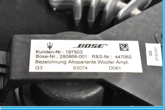 03-19 Maserati Quattroporte Rear Deck Subwoofer Sub Woofer Sound Speaker OEM