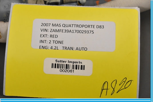 04-08 Maserati Quattroporte Rear Left Driver Side Door Grab Handle Oem