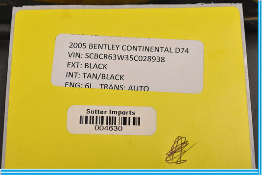 05-07 Bentley Continental Flying Spur Rear Undertray Splash Lining Shield Oem