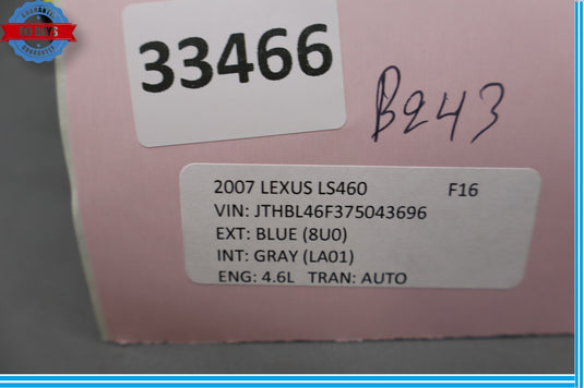 07-12 Lexus LS460 Rear Left Side Door Handle Ash Tray Window Switch Oem
