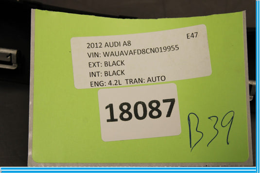 11-18 Audi A8 Rear Center Console Seat Trim Panel Cover Oem