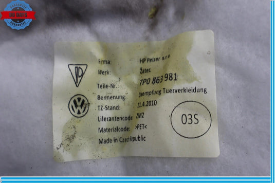 11-14 Volkswagen VW Touareg Rear Right Passenger Side Door Panel Cover Trim Oem