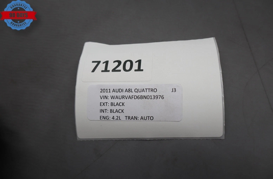 11-18 Audi A8 A8L Quattro Rear Left Driver Side Door Window Auto Glass Black Oem