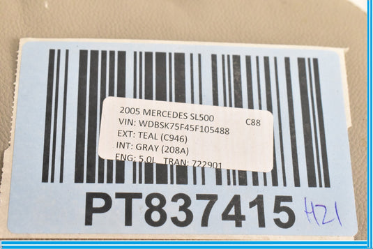 03-05 Mercedes SL500 SL600 R230 Front Left Seat Headrest Head Rest Oem