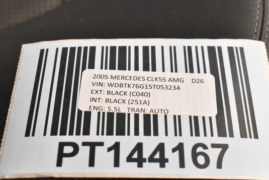 06-09 Mercedes CLK55 AMG CLK500 Rear Upper Seat Cushion Black A2098460027 Oem