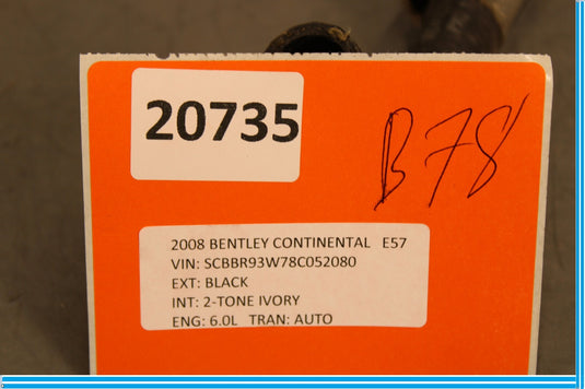 06-10 Bentley Continental Breather Line Hose Air Coolant Tube Oem