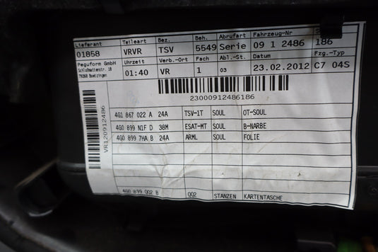 12-18 Audi A6 Quattro Front Right Passenger Side Interior Door Panel Black Oem