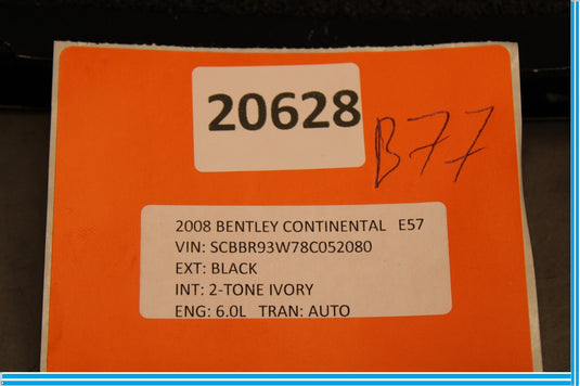 06-12 Bentley Continental Rear Right Passenger Side B Pillar Trim Black Oem