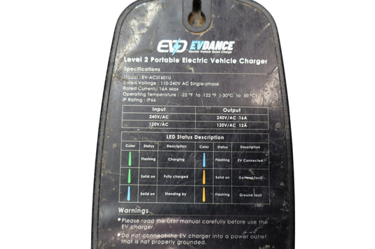 Evdance Portable Electric Vehicle Charger Level 2 16A J1772 EV-ACS1601U Oem