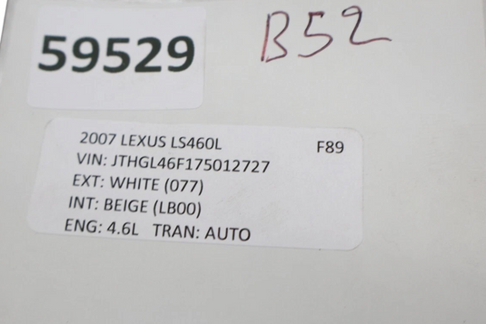 07-12 Lexus LS460 LS460L Rear Left Side Exterior Door Handle 6920450040 Oem